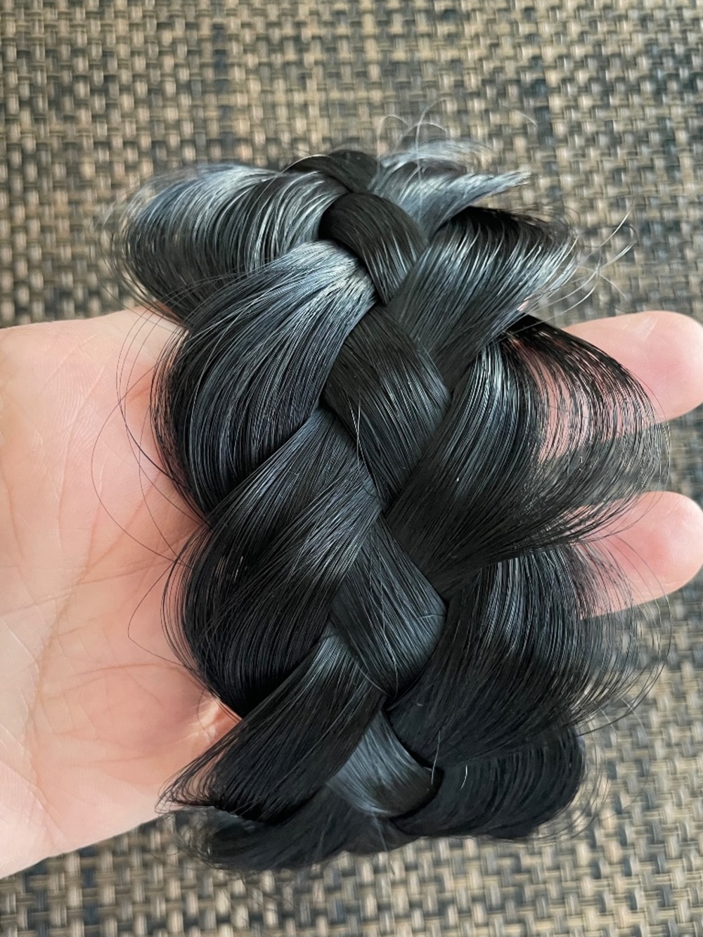 2" Wide Messy Braided Headband With Teeth Synthetic Hair Plaited Headband Black